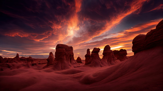 Sunset desert rocks clouds red #2 free wallpaper for desktop - medium preview image