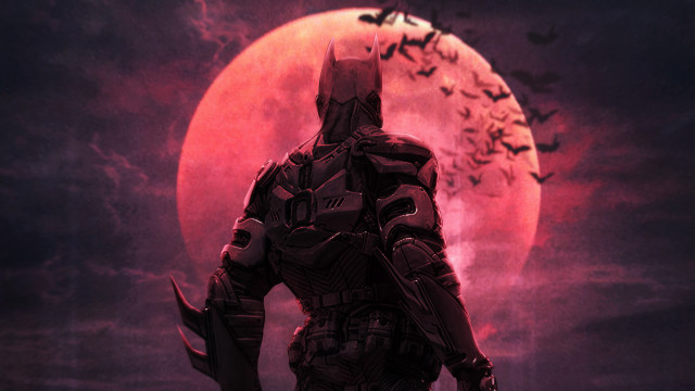 Man suit fullmoon bats glowing free wallpaper for desktop - medium preview image
