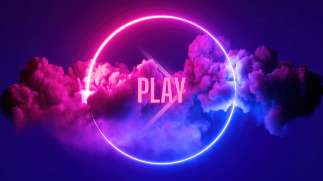 Neon play clouds 3d sunset free wallpaper for desktop - medium preview image