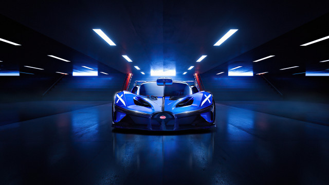 Blue white car dark tunnel free wallpaper for desktop - medium preview image