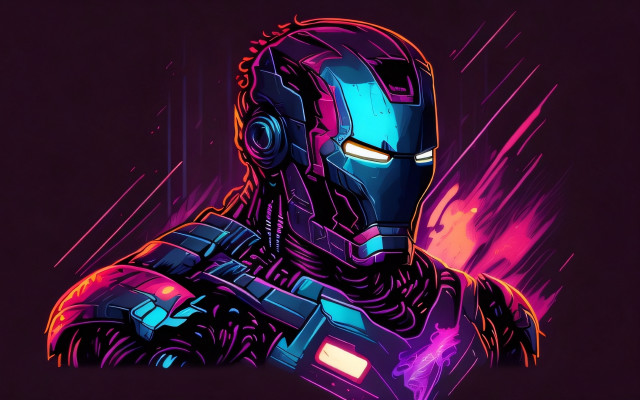 Robot headphones glowing eyes cyberpunk free wallpaper for desktop - medium preview image