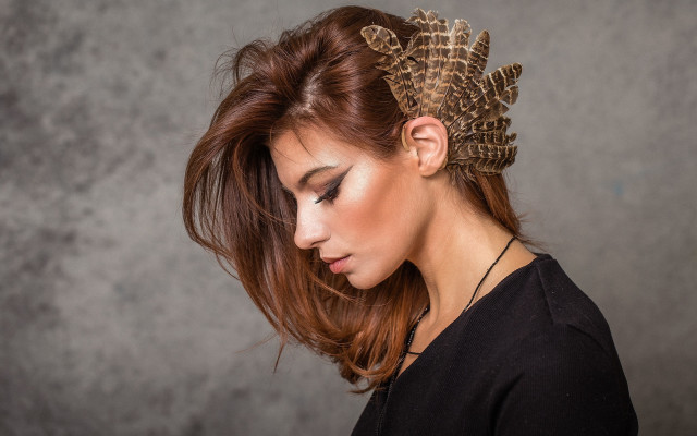 Woman brownhair comb profile jewelry free wallpaper for desktop - medium preview image