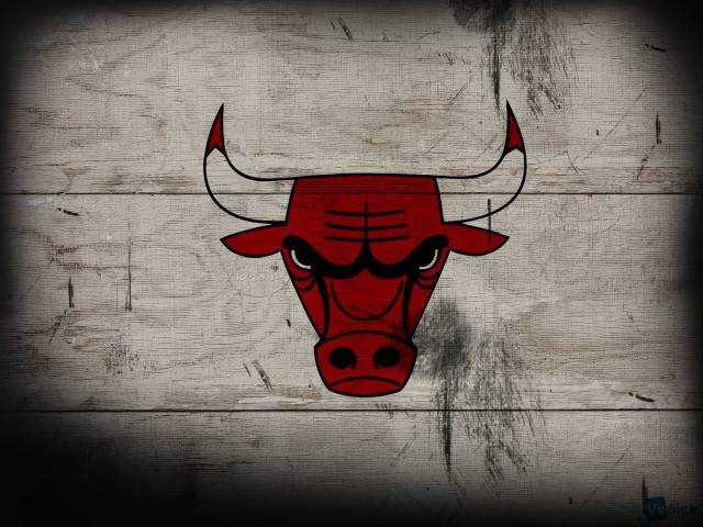 Bulls logo painted wooden wall free wallpaper for desktop - medium preview image