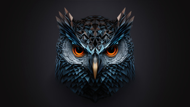 Owl head orange eyes glowing free wallpaper for desktop - medium preview image