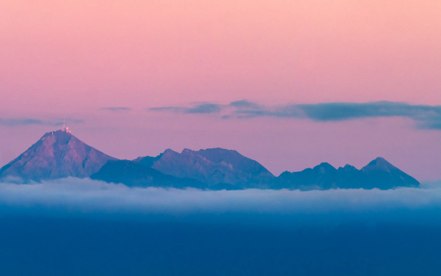 Mountain tower clouds pink sky free wallpaper for desktop - medium preview image