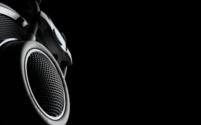 Headphones black background white black free wallpaper for desktop - medium preview image