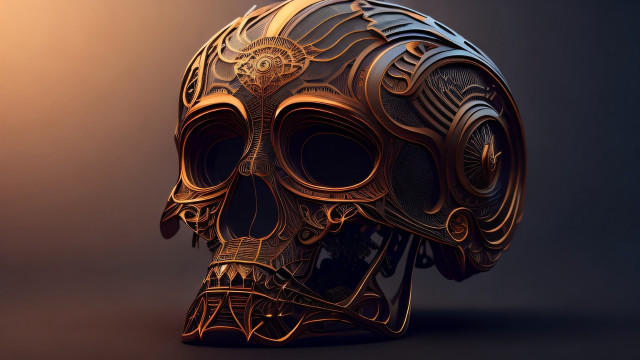 Golden skull intricate details dark free wallpaper for desktop - medium preview image