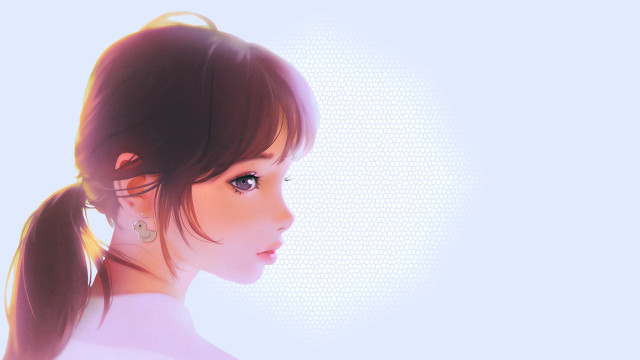 Woman pony tail earrings profile free wallpaper for desktop - medium preview image