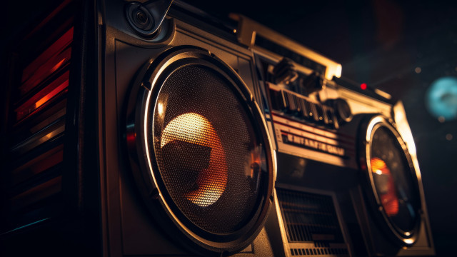Boombox stacked dark lighting cinematic free wallpaper for desktop - medium preview image