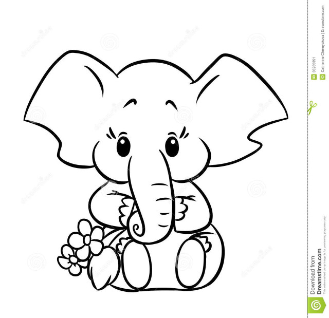 Cute elephant flowers white background free wallpaper for tablet - medium preview image