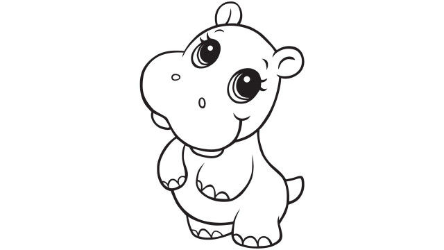 Cartoon hippo big eyes bow free wallpaper for desktop - medium preview image
