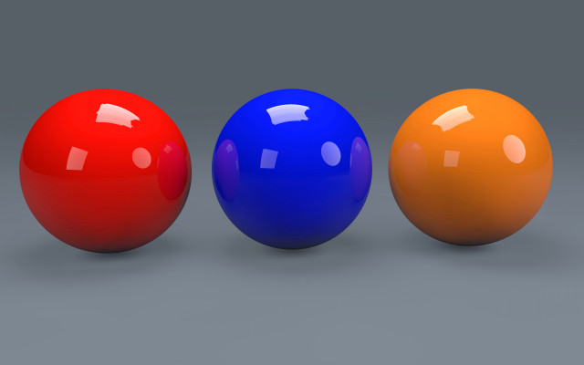 Three balls orange blue red free wallpaper for desktop - medium preview image