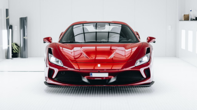 Red sports car white room free wallpaper for desktop - medium preview image