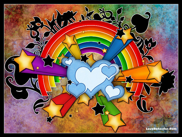 Colorful background stars heart rainbow free wallpaper for desktop - medium preview image