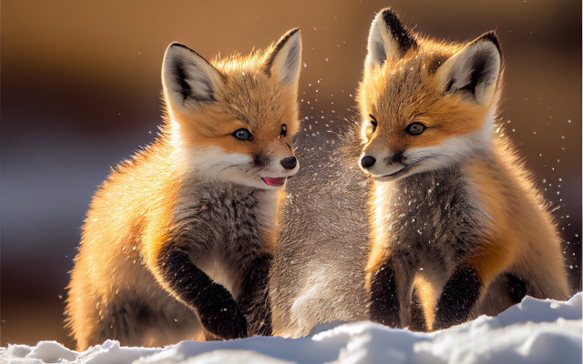 Fox snow starry night shiba free wallpaper for desktop - medium preview image