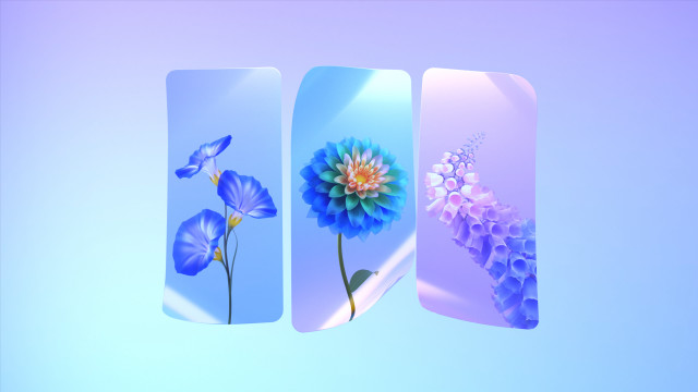 Three flower bookmarks blue purple free wallpaper for desktop - medium preview image
