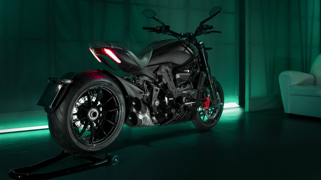 Motorcycle dark room green light free wallpaper for desktop - medium preview image