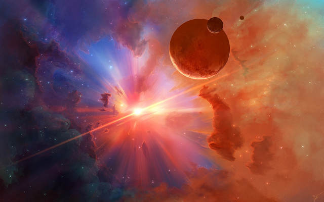 Space star planet moon galaxy free wallpaper for desktop - medium preview image