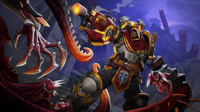 Cartoon demon city armor glowing free wallpaper for desktop - medium preview image