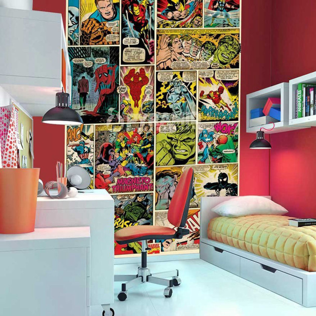 Bedroom comic books wall decorated free wallpaper for tablet - medium preview image