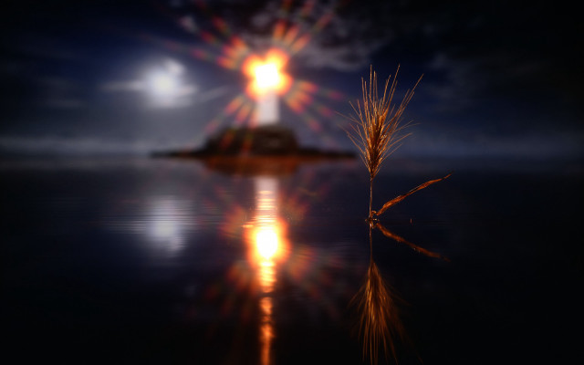 Small island cross ocean night free wallpaper for desktop - medium preview image