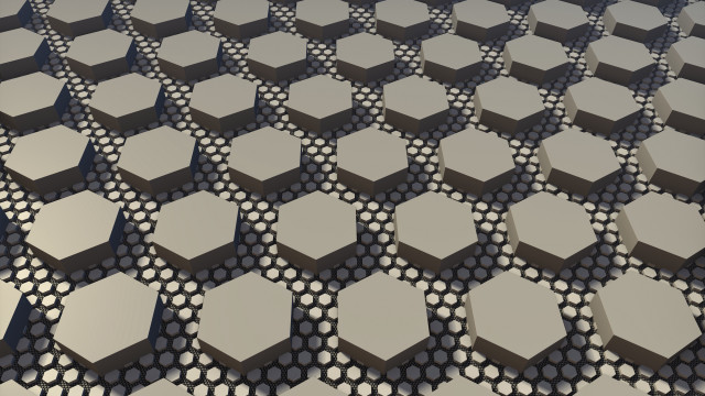 Hexagonal pattern checkered floor raytraced free wallpaper for desktop - medium preview image
