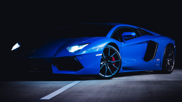Blue sports car night parking #3 free wallpaper for desktop - medium preview image