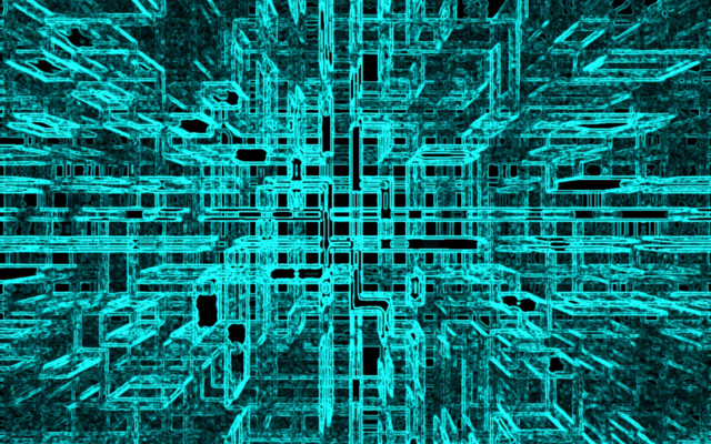 Blue abstract lines squares cyberpunk free wallpaper for desktop - medium preview image