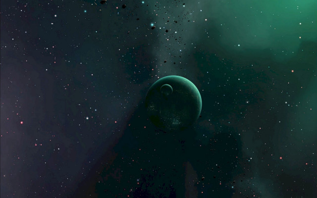 Space green planet stars background free wallpaper for desktop - medium preview image