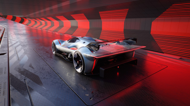 Futuristic car tunnel red lights free wallpaper for desktop - medium preview image