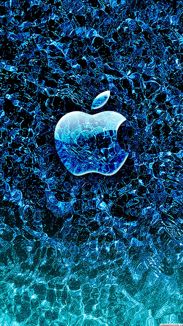 Apple logo blue background water free wallpaper for mobile - medium preview image