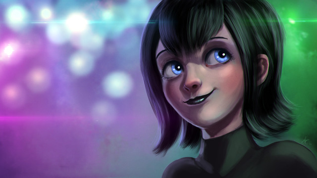 Blue eyes smile portrait green free wallpaper for desktop - medium preview image