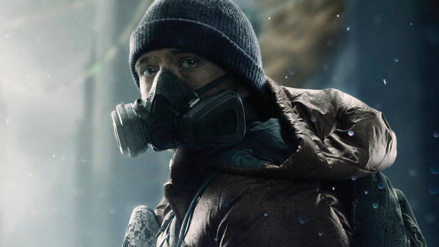 Man gasmask snow backpack coat free wallpaper for desktop - medium preview image