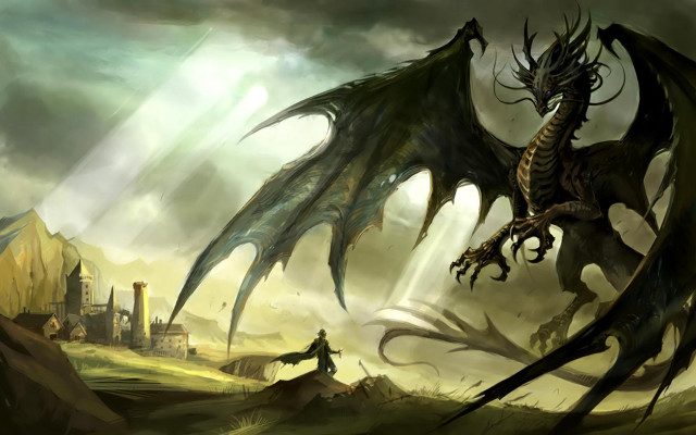 Dragon man hill castle distance free wallpaper for desktop - medium preview image