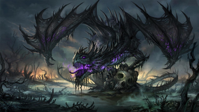 Demonic creature purple eyes horns free wallpaper for desktop - medium preview image