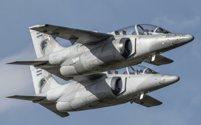 Military jets formation sky clouds free wallpaper for desktop - medium preview image