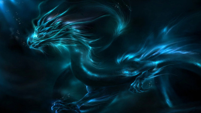 Blue dragon black background dragon free wallpaper for desktop - medium preview image