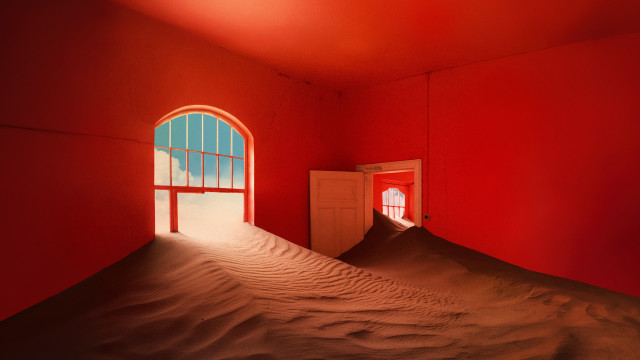 Red wall dune door window free wallpaper for desktop - medium preview image