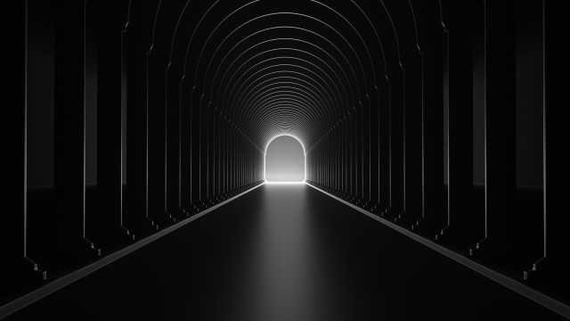 Long tunnel light hallway raytraced free wallpaper for desktop - medium preview image