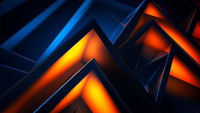 Abstract shapes blue background orange free wallpaper for desktop - medium preview image