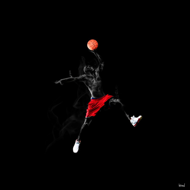 Man air basketball smoke feet free wallpaper for tablet - medium preview image