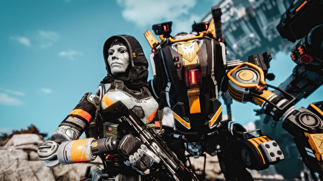 Robot gun helmet city sci free wallpaper for desktop - medium preview image