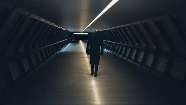 Hallway cyberpunk neoism cinematic portrait free wallpaper for desktop - medium preview image