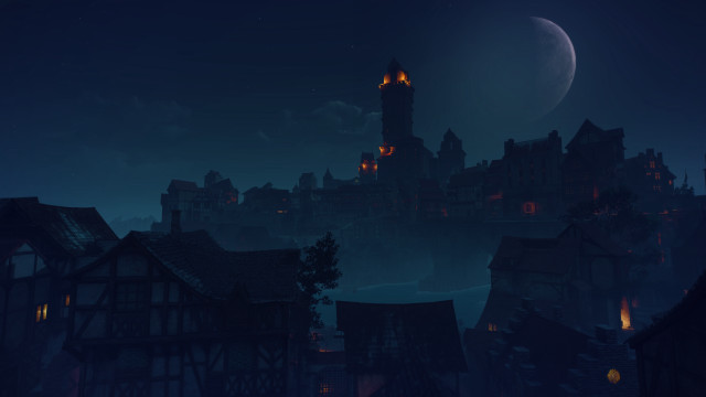 Dark city fullmoon architecture fantasy free wallpaper for desktop - medium preview image