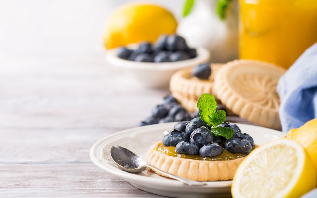 Blueberries lemons orange juice food free wallpaper for desktop - medium preview image
