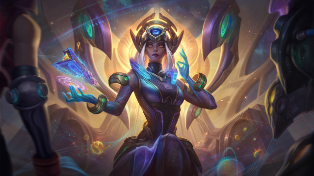 Futuristic woman sword ball glowing free wallpaper for desktop - medium preview image