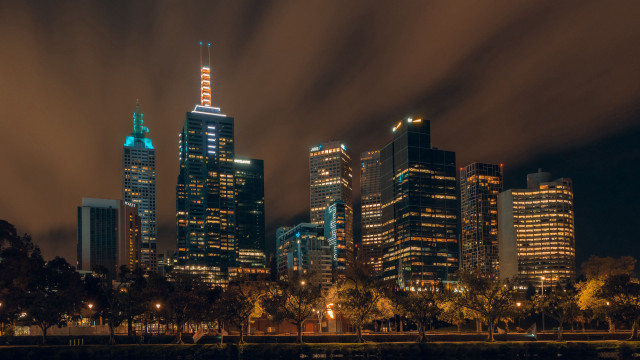 Cityscape night lights bridge ferriswheel free wallpaper for desktop - medium preview image