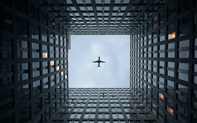 Plane building sky grid architecture free wallpaper for desktop - medium preview image