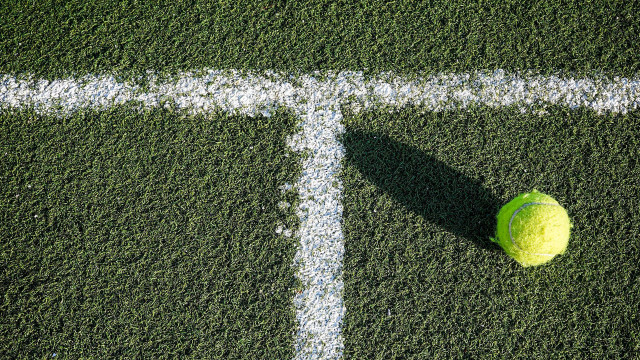 Tennis ball shadow grass tiltshift free wallpaper for desktop - medium preview image