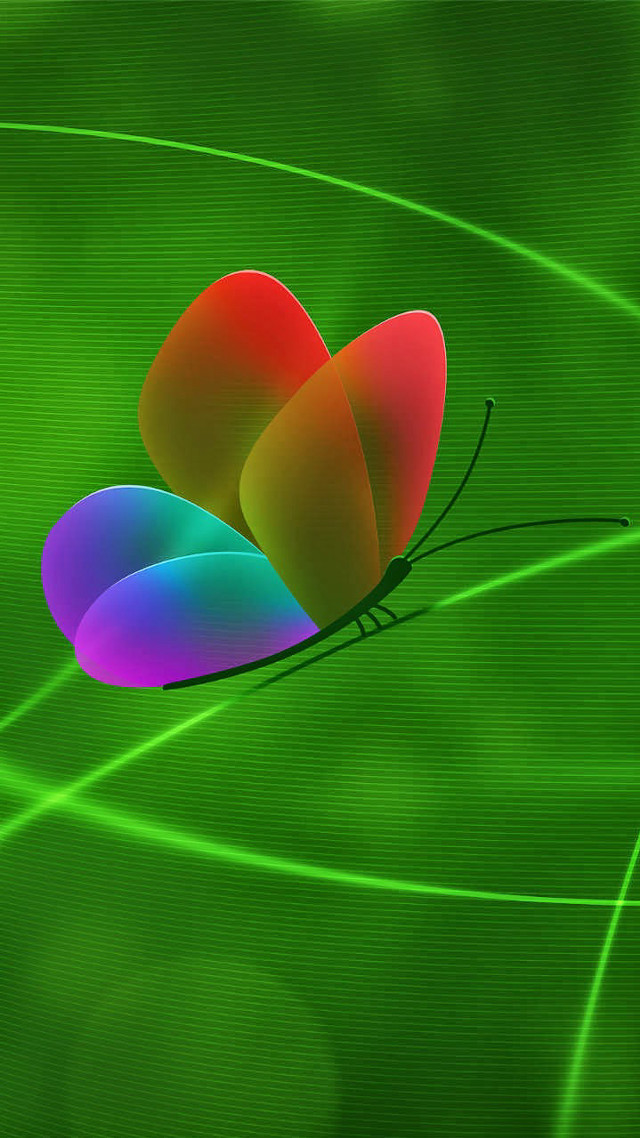 Colorful butterfly green background holography free wallpaper for mobile - medium preview image